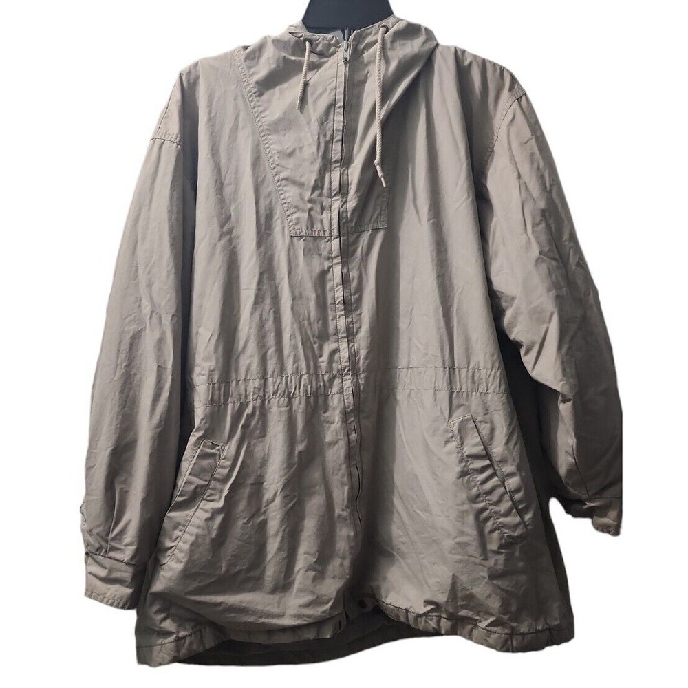 Nordstrom‎ Town Square Anorak Jacket Hooded Lightweight Beige Cotton M